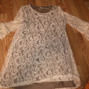 XL white lace brown dress